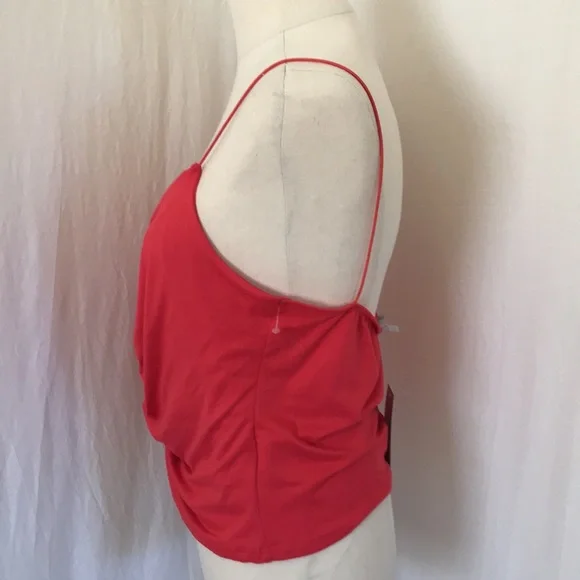 GAZE womens L spaghetti strap ruched red top NEW stretchy fabric - Picture 4 of 15